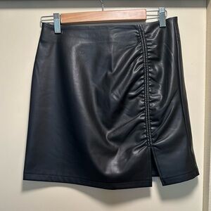 Topshop Black Faux Leather Mini Skirt - size 6
